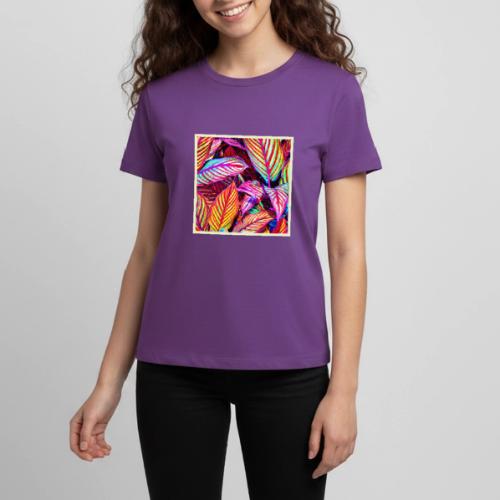 Striped Neon Leaves Design - Kids' Premium T-Shirt