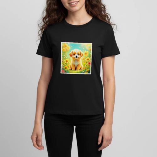 Cute Puppy Flower Art - Kids' Premium T-Shirt
