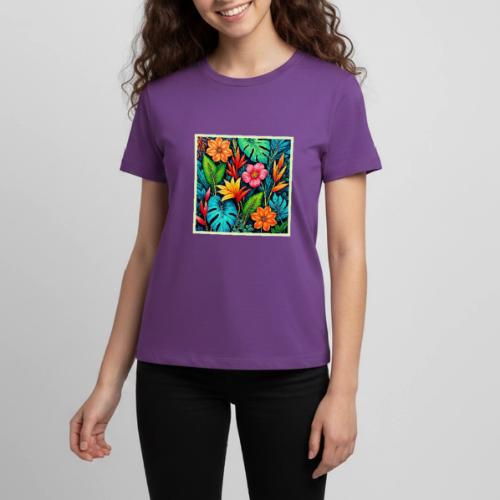 Vibrant Tropical Jungle Bloom Art - Kids' Premium T-Shirt