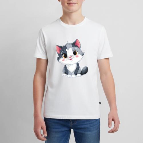 Sweet Sitting Kitten Cartoon Smiling - Kids' Premium T-Shirt