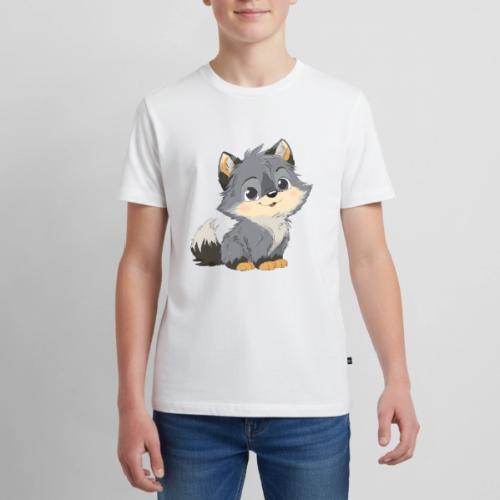 Cute Cartoon Baby Wolf with Innocent Eyes - Kids' Premium T-Shirt
