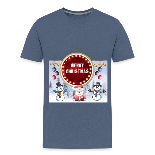 Merry Christmas Santa with Snowman - Kids' Premium T-Shirt