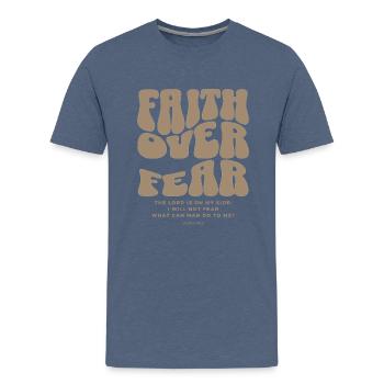 Faith over Fear - Christian clothes apparel - Kids' Premium T-Shirt - heather blue - Front - AI Model Teenager Male light (155cm)