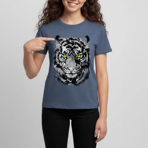 Gray Tiger Head Portrait Drawing - Black and White - Kids' Premium T-Shirt