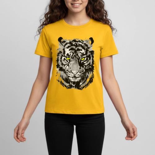 Gray Tiger Head Drawing - Black and white Tiger - Kids' Premium T-Shirt