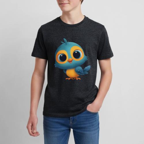 Joyful Cartoon Bird Standing in Yellow and Blue - Kids' Premium T-Shirt