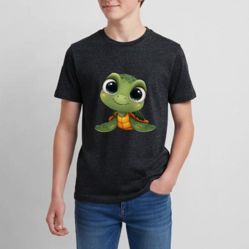 Cheerful Green Cartoon Sea Turtle with Big Eyes - Kids' Premium T-Shirt