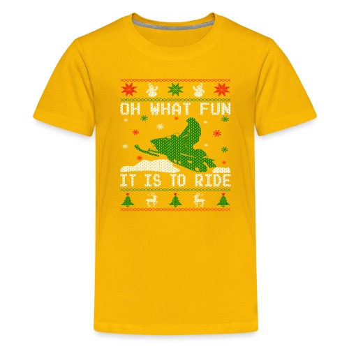 Oh What Fun Snowmobile Ugly Sweater style - Kids' Premium T-Shirt