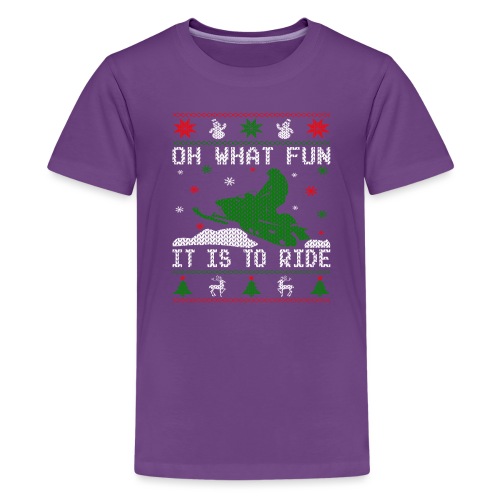 Oh What Fun Snowmobile Ugly Sweater style - Kids' Premium T-Shirt