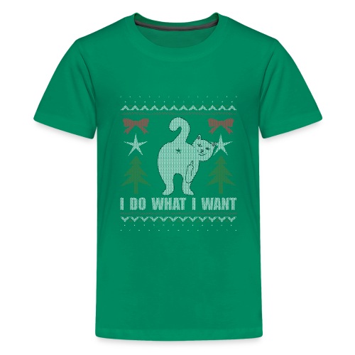 Ugly Christmas Sweater I Do What I Want Cat - Kids' Premium T-Shirt