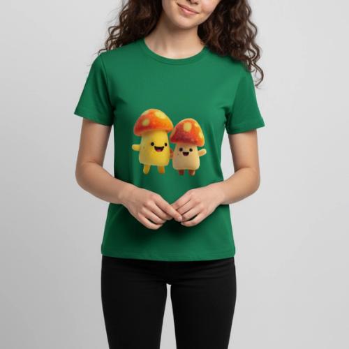 Joyful Cartoon Mushroom Duo - Kids' Premium T-Shirt