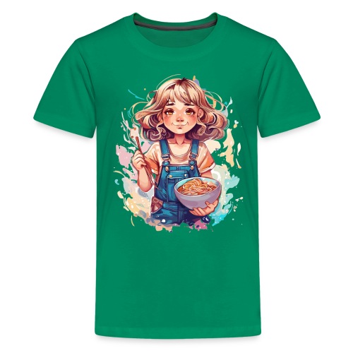 Adorable Aussie Girl Eating Ramen Noodles - Kids' Premium T-Shirt