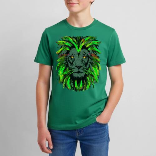 Green Lion Head Portrait Drawing - Green Lion - Kids' Premium T-Shirt