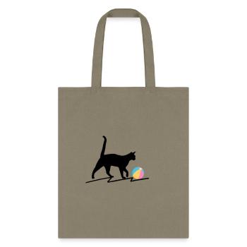 cat and ball - Tote Bag - khaki - Front