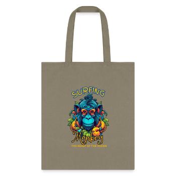 Surfing Monkey Selfie - Tote Bag - khaki - Front