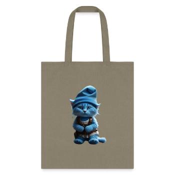 BLUE COLOR CUTE CAT T-SHIRT - Tote Bag - khaki - Front