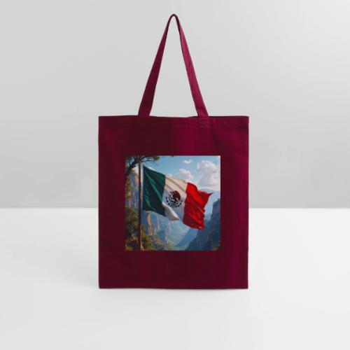 Mexican Flag in Mountain Nature Landscape - Tote Bag