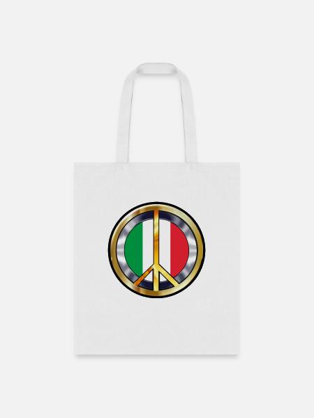 Peace Symbol, Italy Flag - Tote Bag - white