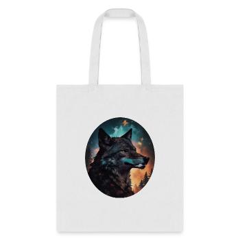 mixing wolf, stars and some pine trees - Tote Bag - white - Front