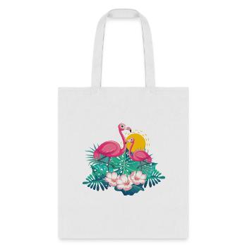 A Sticker Template With Flamingos In Summer - Tote Bag - white - Front