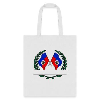 Flags Haiti in laurel wreath banner - Tote Bag - white - Front