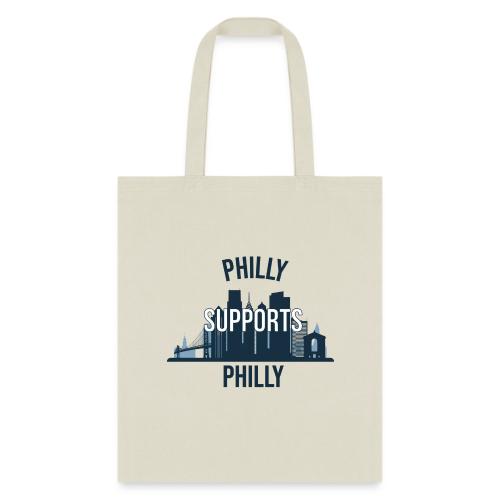 Philly Supports Philly skyline blue transparentbg - Tote Bag