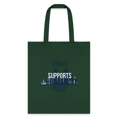 Philly Supports Philly skyline blue transparentbg - Tote Bag
