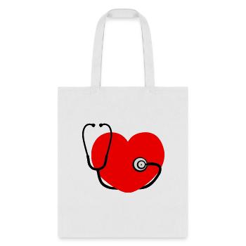 Stethoscope with red heart - Tote Bag - white - Front