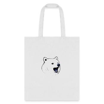 Minimalist Roaring Bear, Bold Wildlife Line art - Tote Bag - white - Front