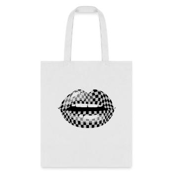 Checkered Black White Lip Checkerboard - Tote Bag - white - Front
