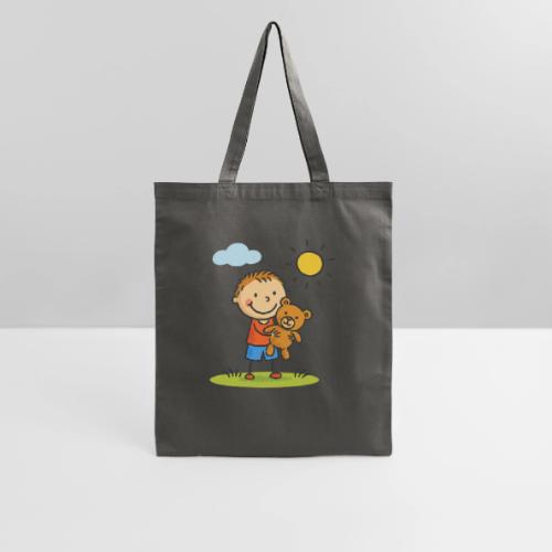 Cute Boy with Teddy Bear Cartoon Shirt - Tote Bag