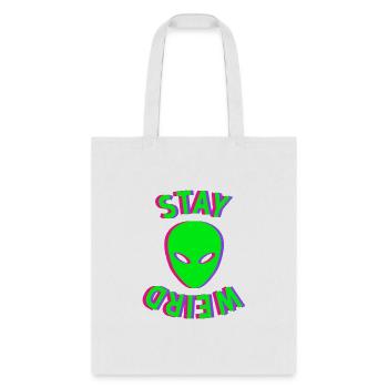 Awesome Stay Weird Alien Face Glitch Ufo Extraterr - Tote Bag - white - Front