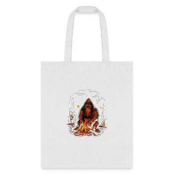 Camping Camper Bigfoot Campfire Pine Tree - Tote Bag - white - Front
