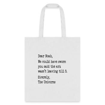 Quirky Noah and the Unicorns Funny Quote - Tote Bag - white - Front