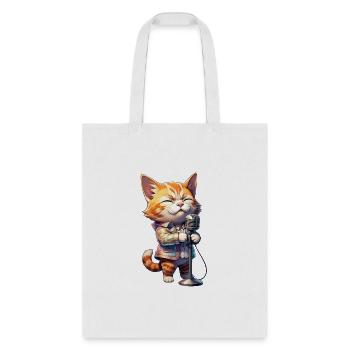 Golden Orange Cat Singer - Tote Bag - white - Front
