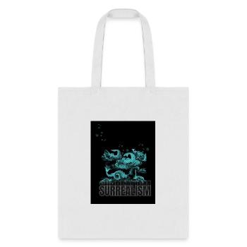 Surreal Depths – Ocean Creatures in Turquoise - Tote Bag - white - Front