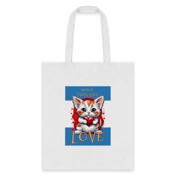 Whisker-Twitching Love Cat With Heart - Tote Bag - white - Front