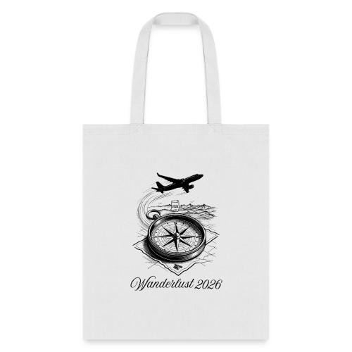 Wanderlust 2026 T-Shirt | Minimalist Travel Plane - Tote Bag