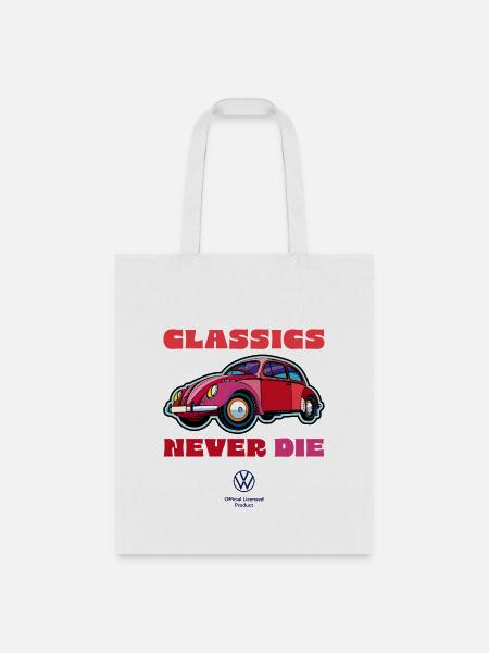 Volkswagen VW Red Beetle With Logo And Lettering - Tote Bag - white