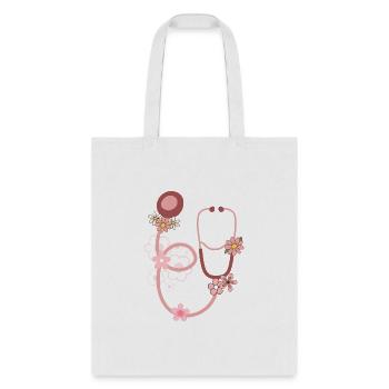 Floral Nurse stethoscope T-Shirt - Tote Bag - white - Front