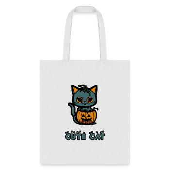 Cut Cat pumpkin - Tote Bag - white - Front