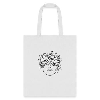 floral outline - Tote Bag - white - Front