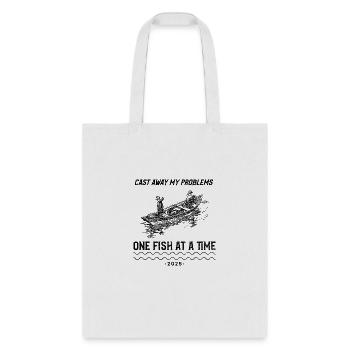 Cast Away My Problems One Fish At A Time - Tote Bag - white - Front