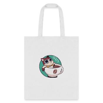 Funny cat: Coffee - Tote Bag - white - Front