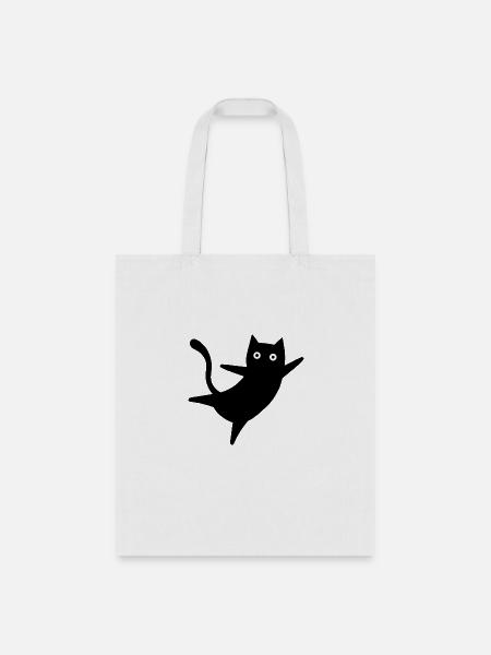 black cat - Tote Bag - white