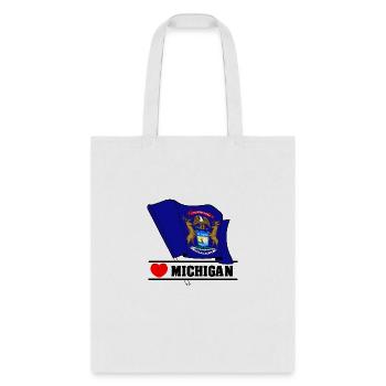 Michigan flag heart 'MICHIGAN' - Tote Bag - white - Front