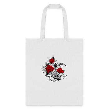 flower rose red half moon gear - Tote Bag - white - Front