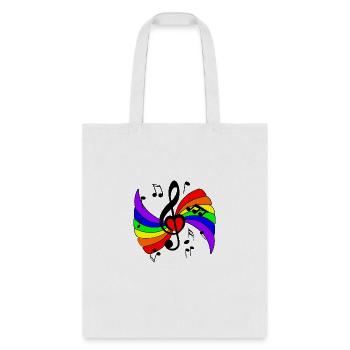 Music clef with rainbow and musical notes - Tote Bag - white - Front