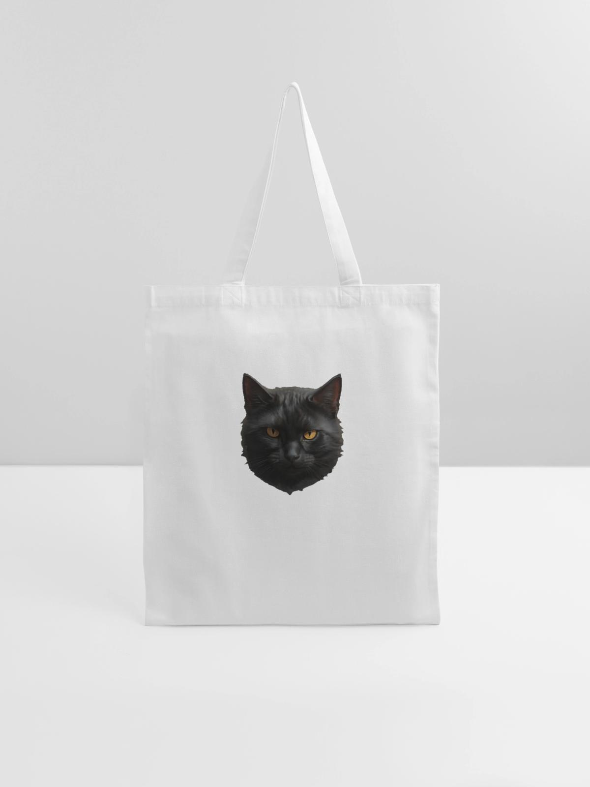 black cat face - Tote Bag - white - Front