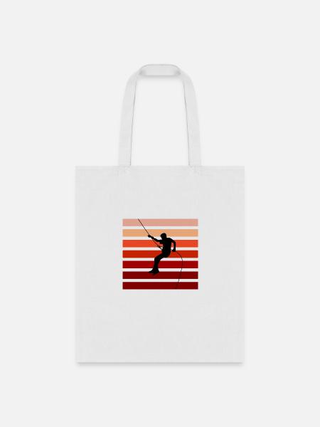 a rock climber suspended in mid-air, - Tote Bag - white